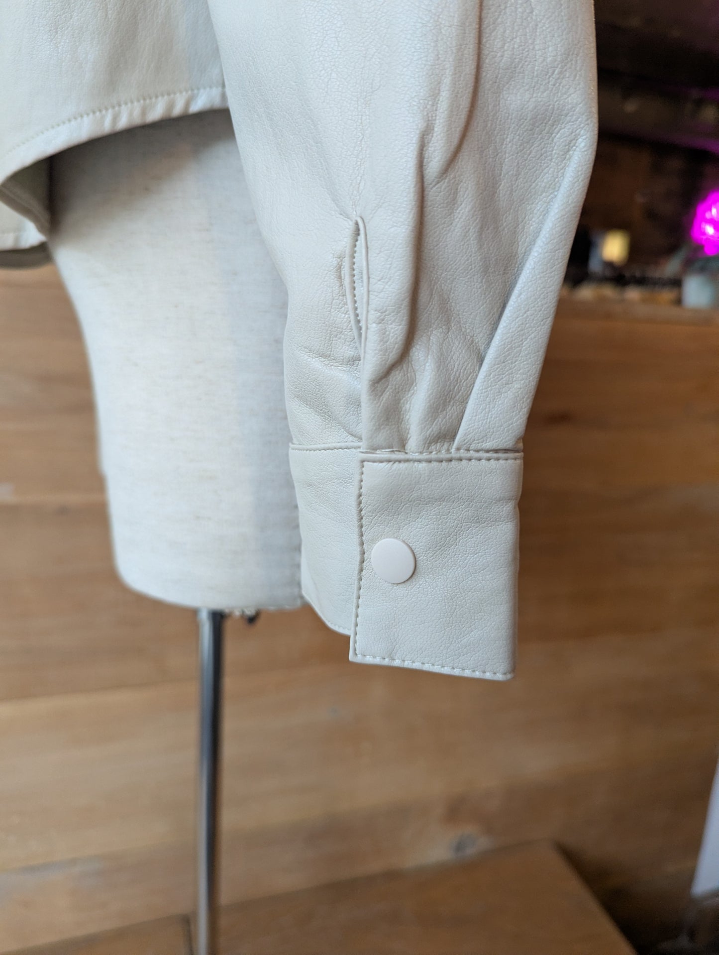 Vegan Leather Button Up