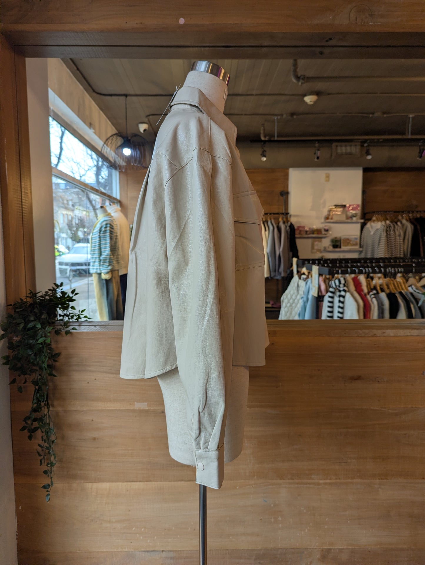 Vegan Leather Button Up