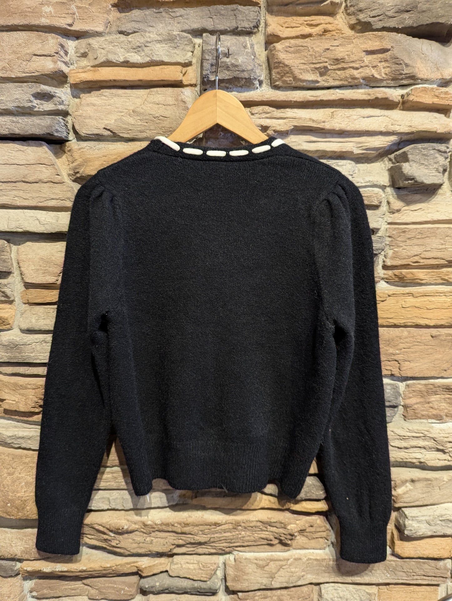 Contrast Trim Bow Cardigan