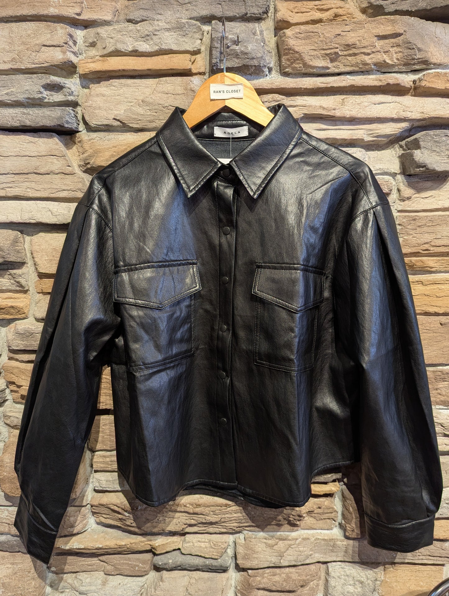 Vegan Leather Button Up