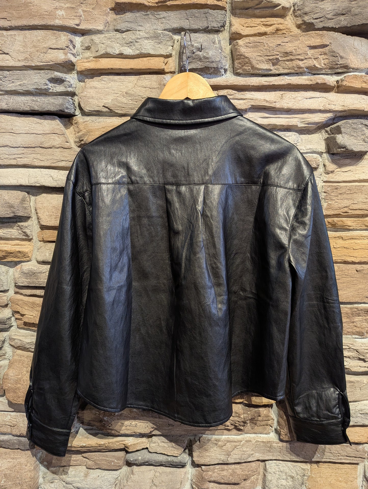 Vegan Leather Button Up