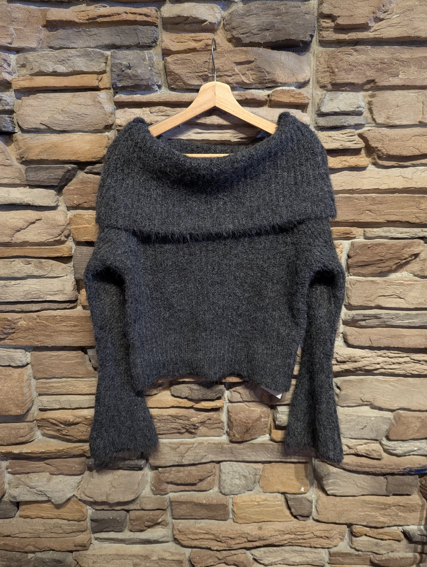 Off the Should Fuzzy Ribbed Top