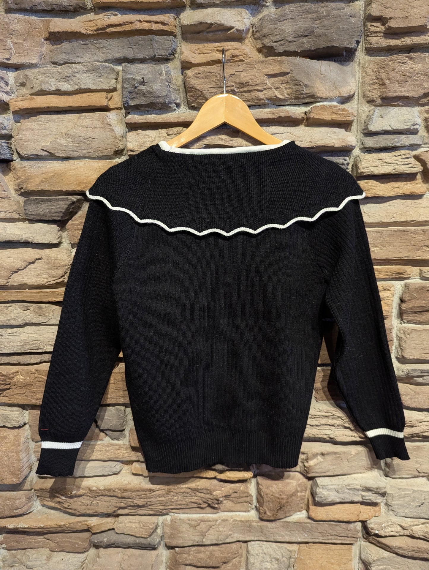 Heart Buttoned Cardigan with Oversized Collar