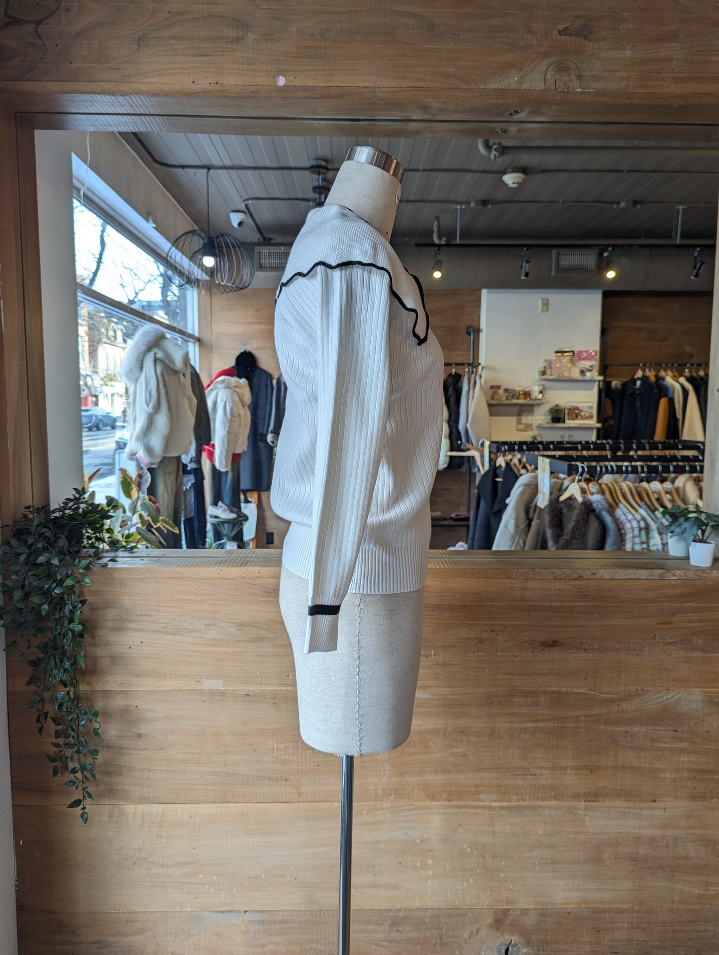 Heart Buttoned Cardigan with Oversized Collar