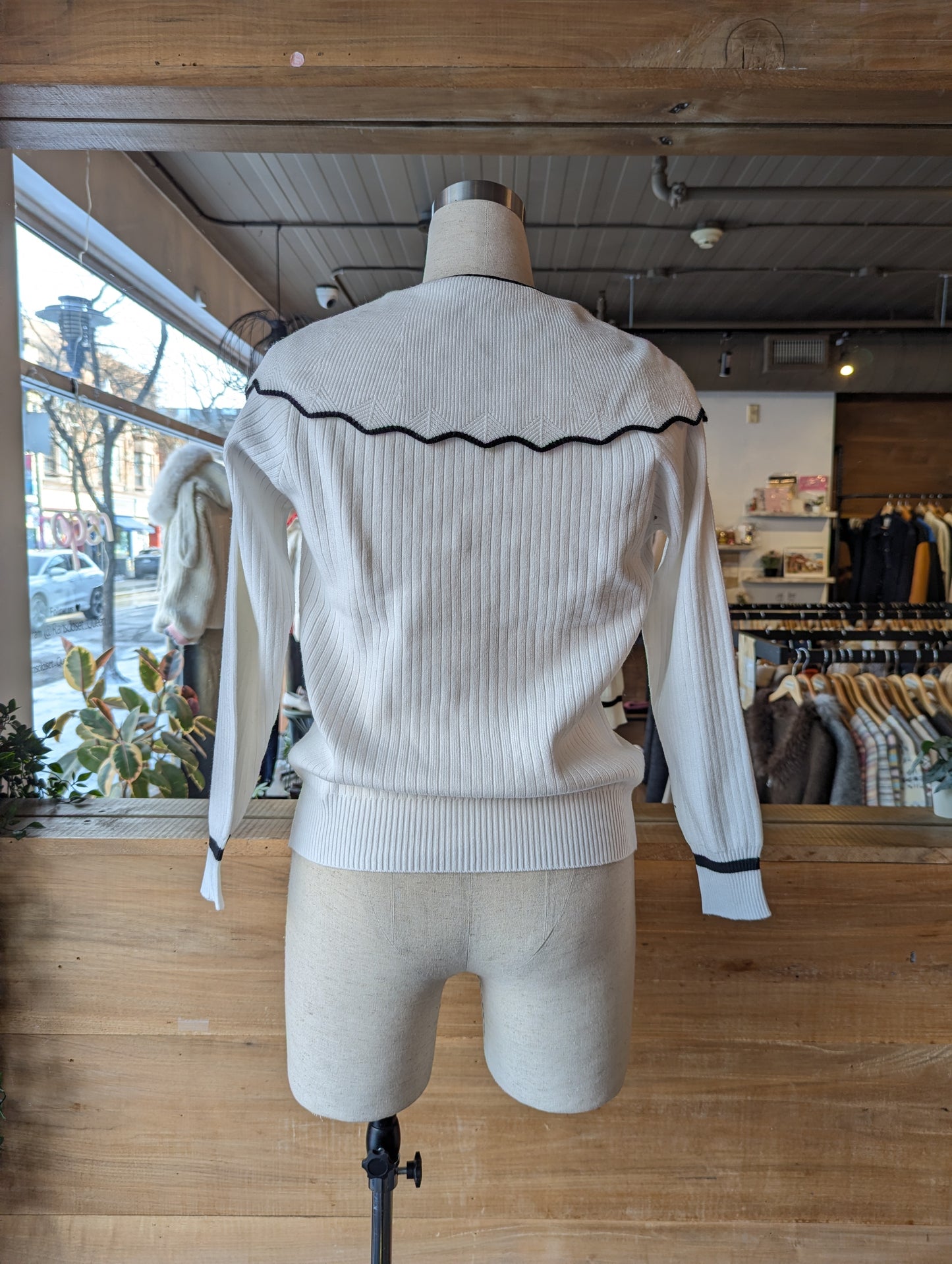 Heart Buttoned Cardigan with Oversized Collar