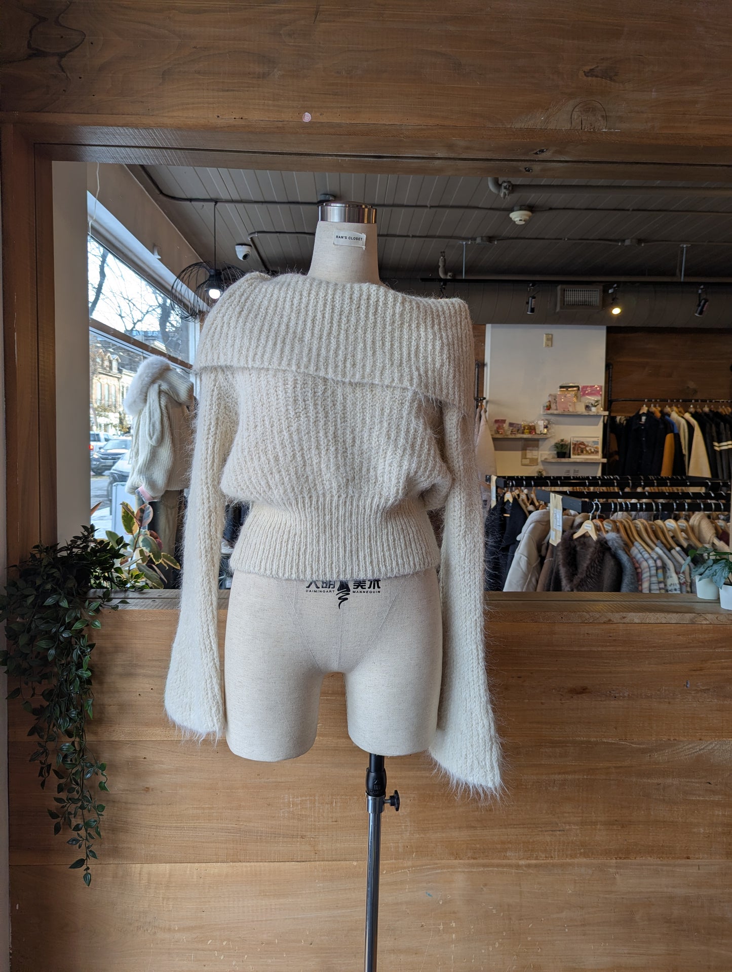 Off the Should Fuzzy Ribbed Top