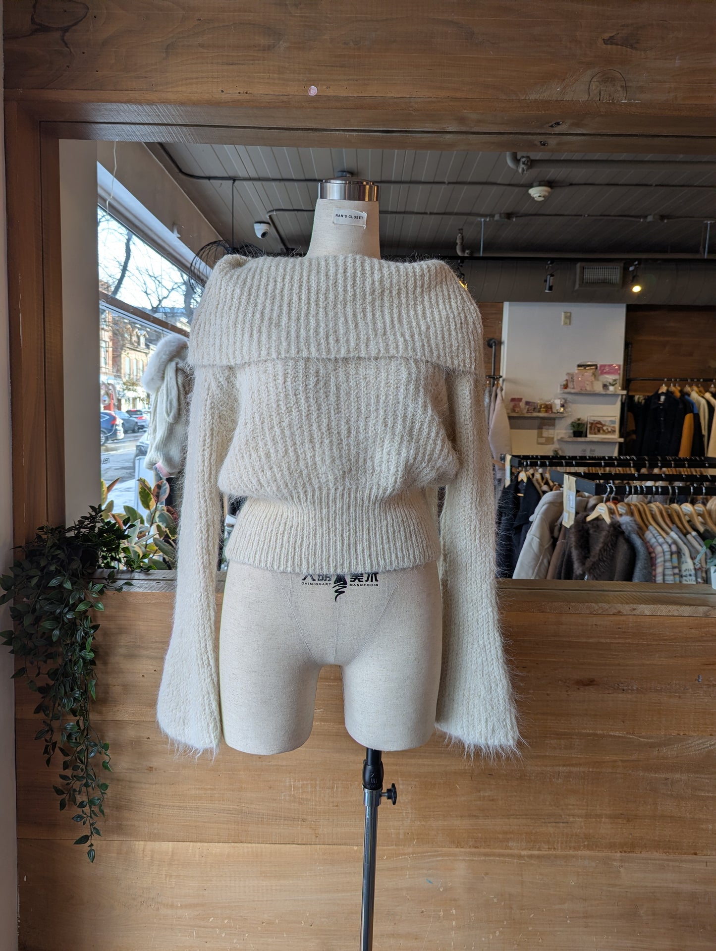 Off the Should Fuzzy Ribbed Top