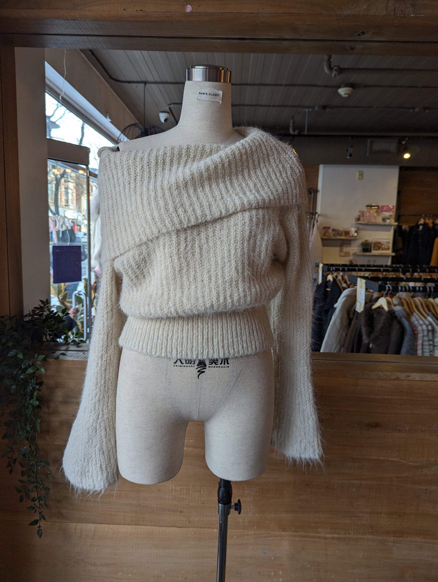 Off the Should Fuzzy Ribbed Top