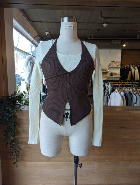 Knit Top with Halter Overlay
