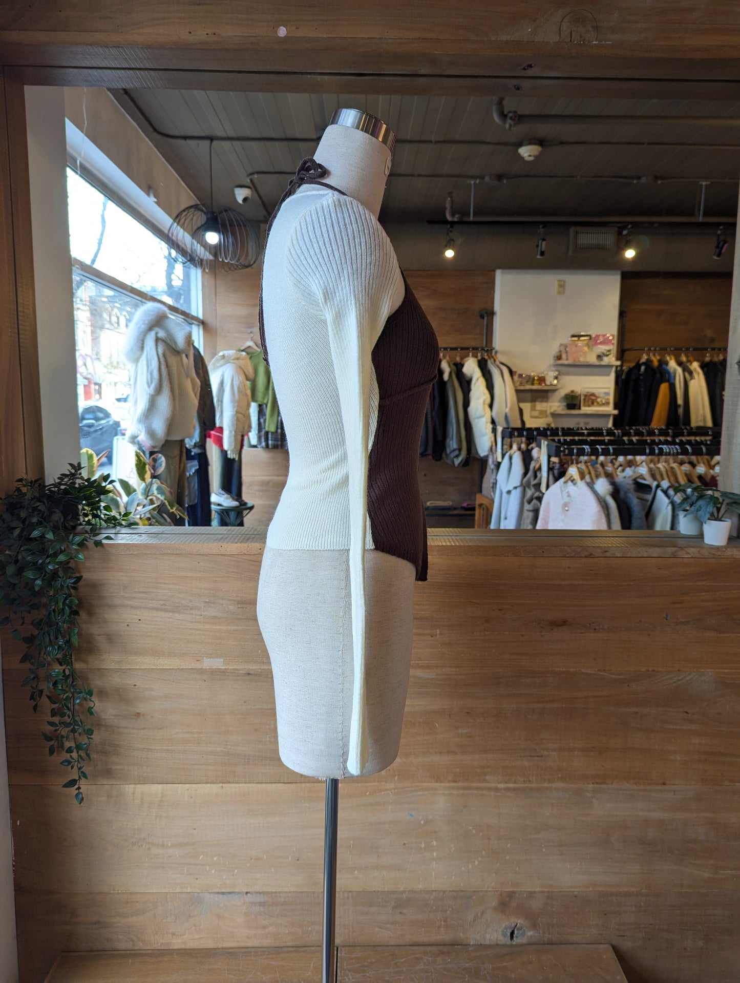 Knit Top with Halter Overlay