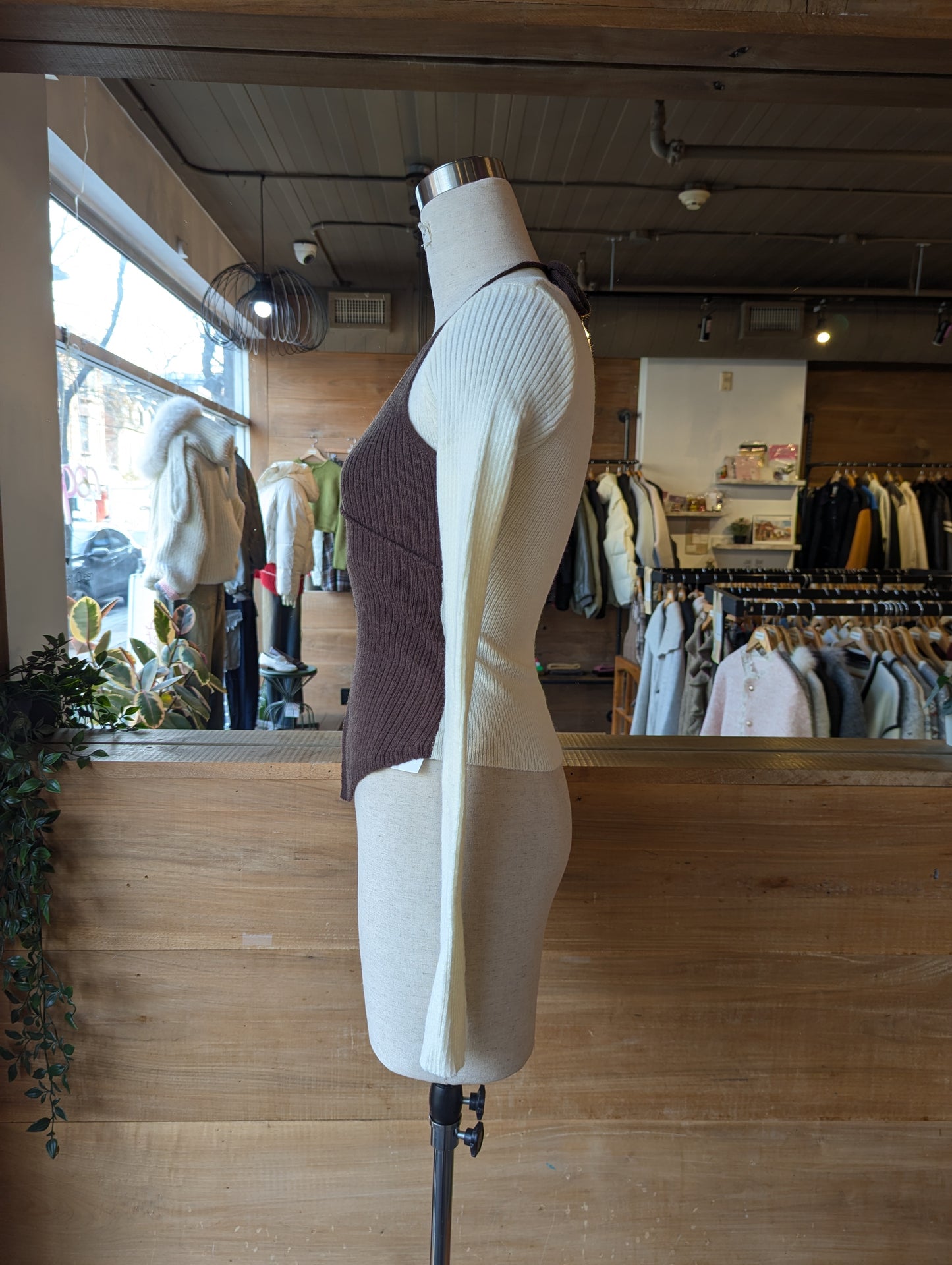 Knit Top with Halter Overlay