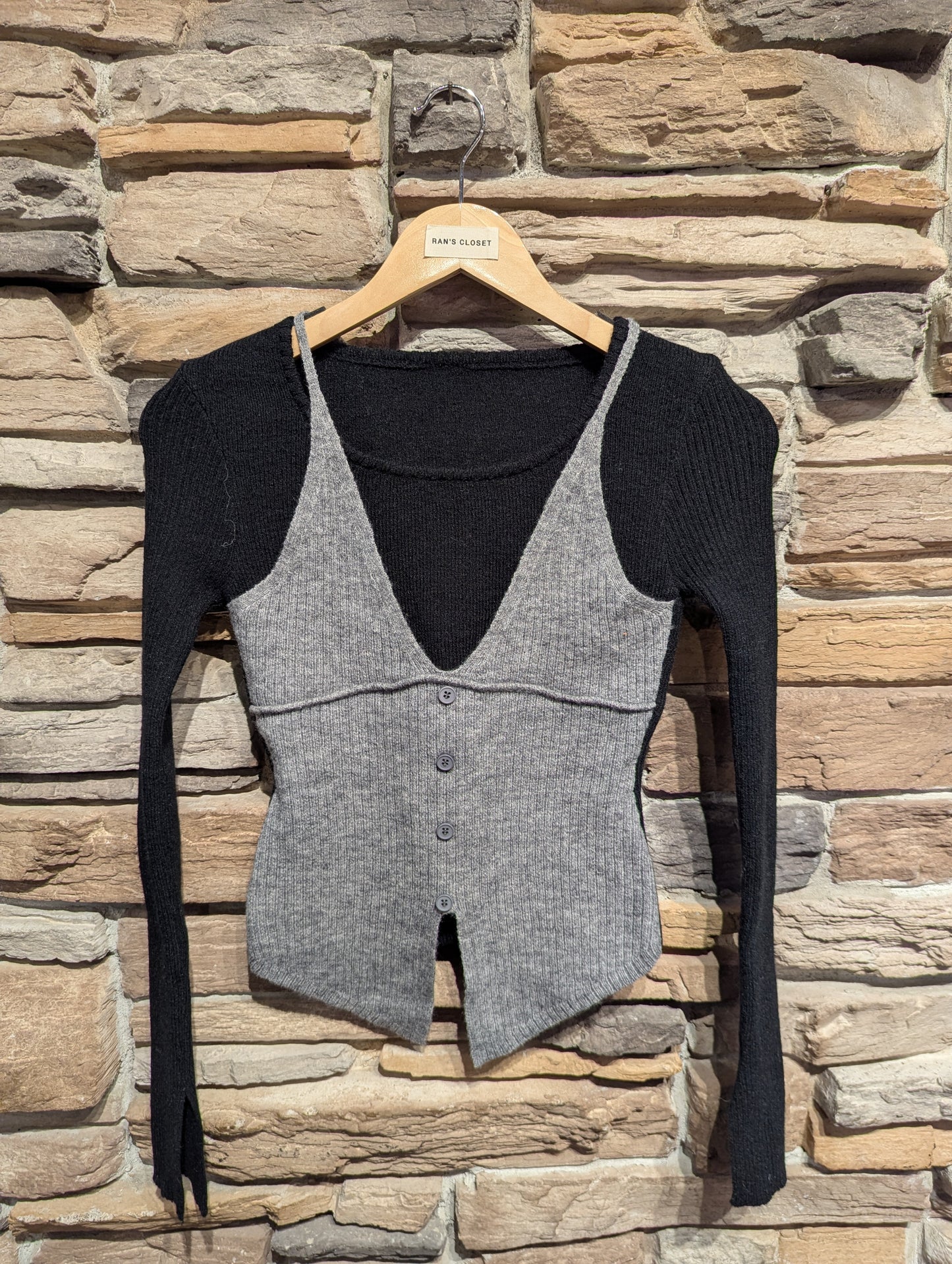 Knit Top with Halter Overlay