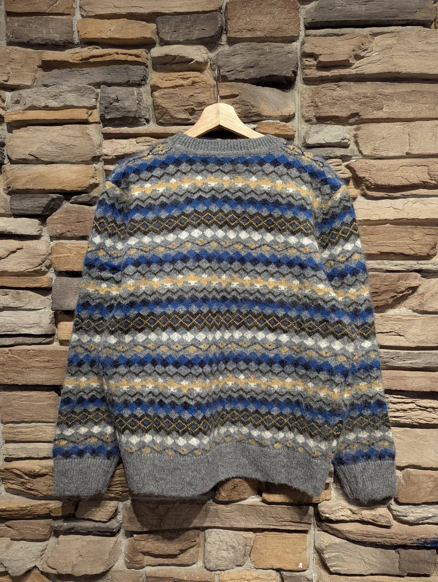 Mohair Diamond Patterned Pullover Sweater