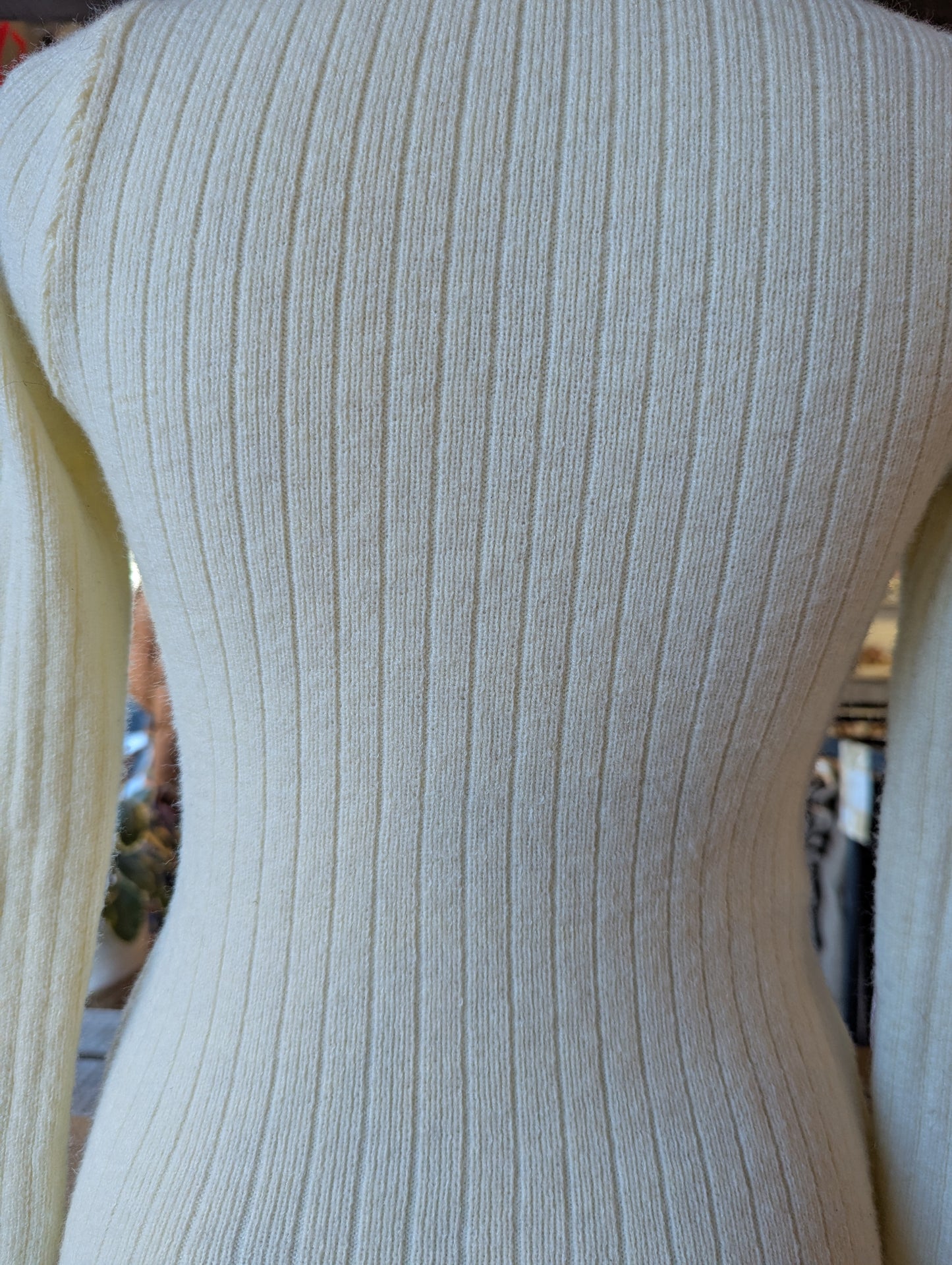 Rouched Cardigan with Plaid Collar and Cuffs