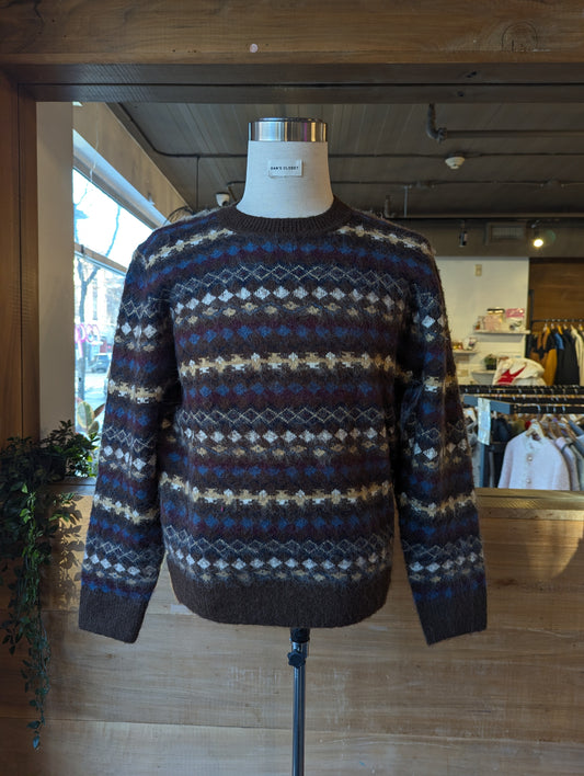 Mohair Diamond Patterned Pullover Sweater
