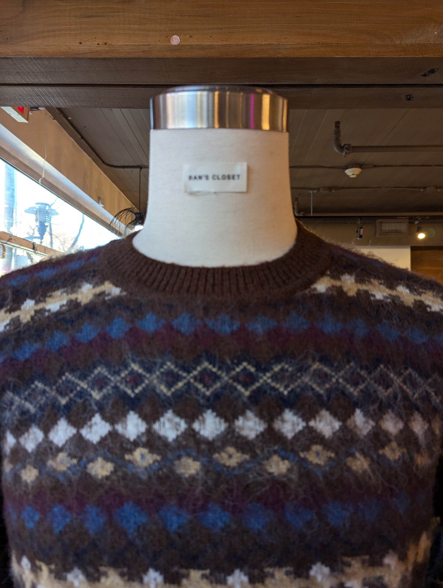 Mohair Diamond Patterned Pullover Sweater