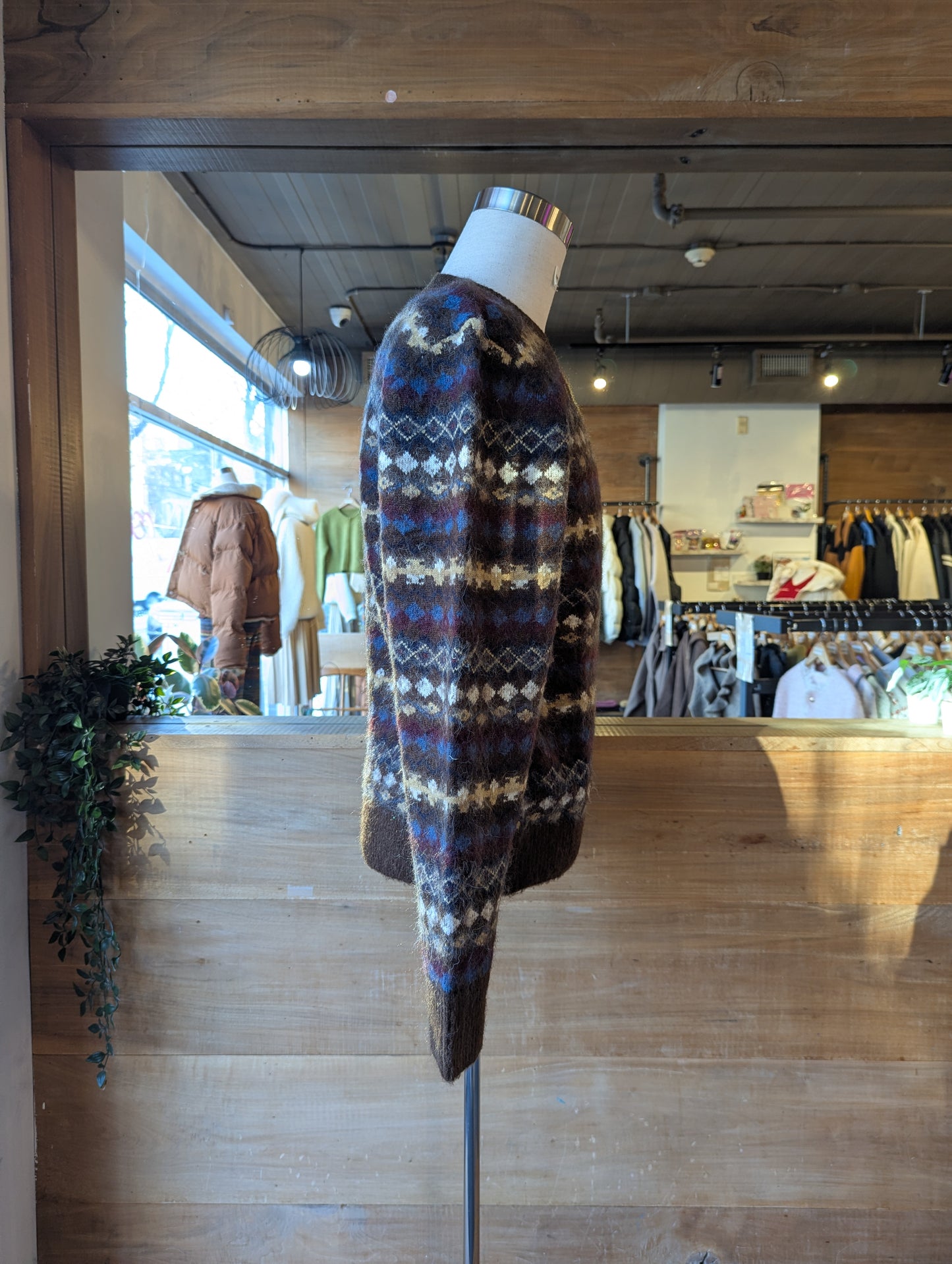 Mohair Diamond Patterned Pullover Sweater