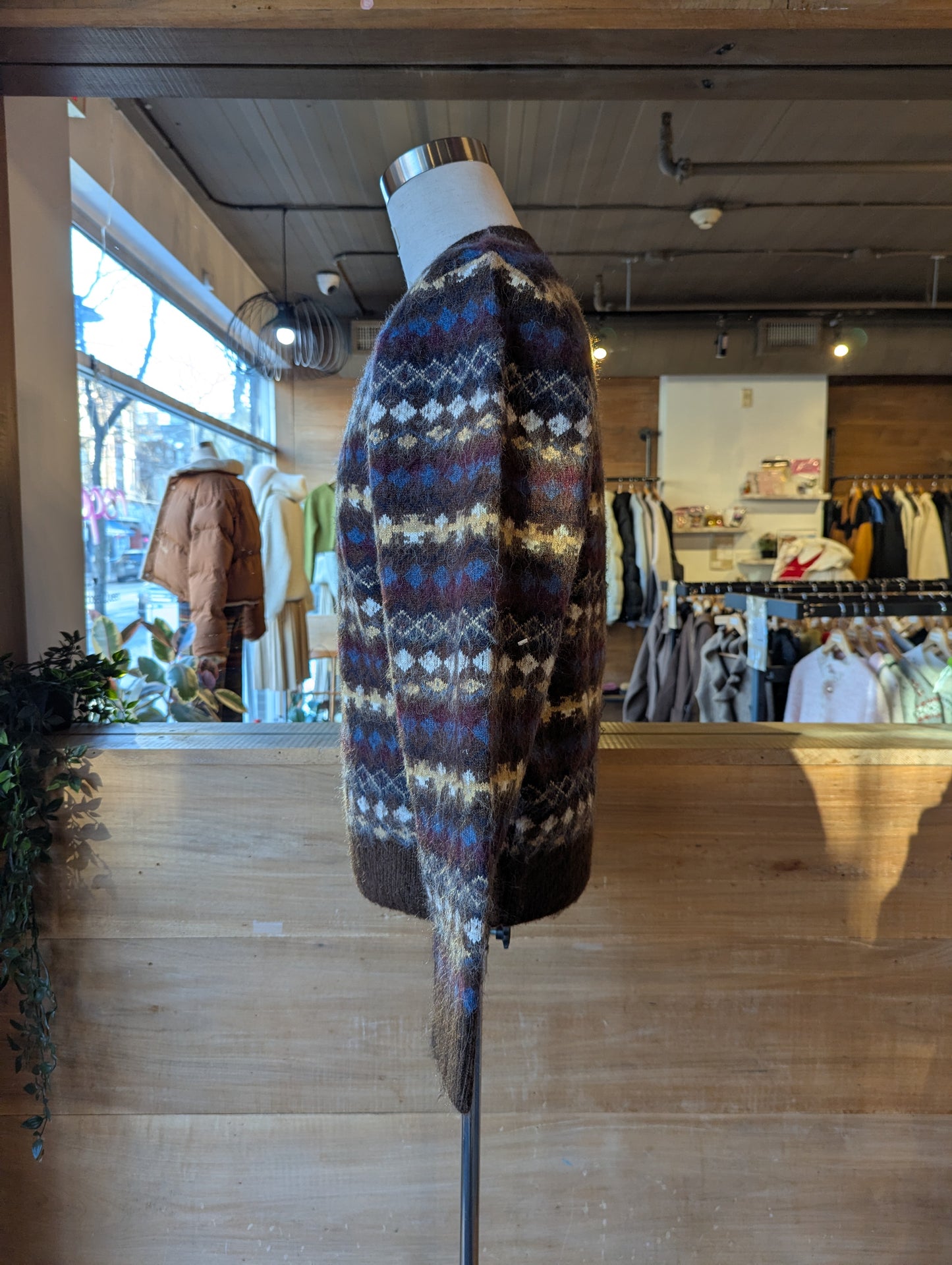 Mohair Diamond Patterned Pullover Sweater