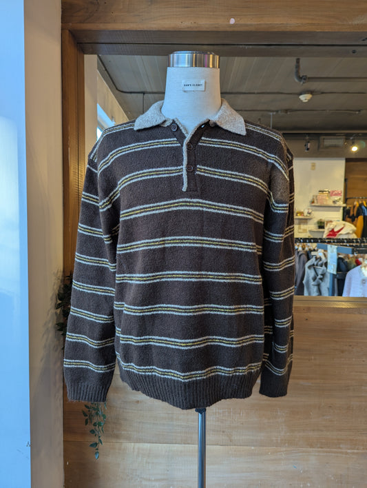 Fuzzy Striped Collar Sweater