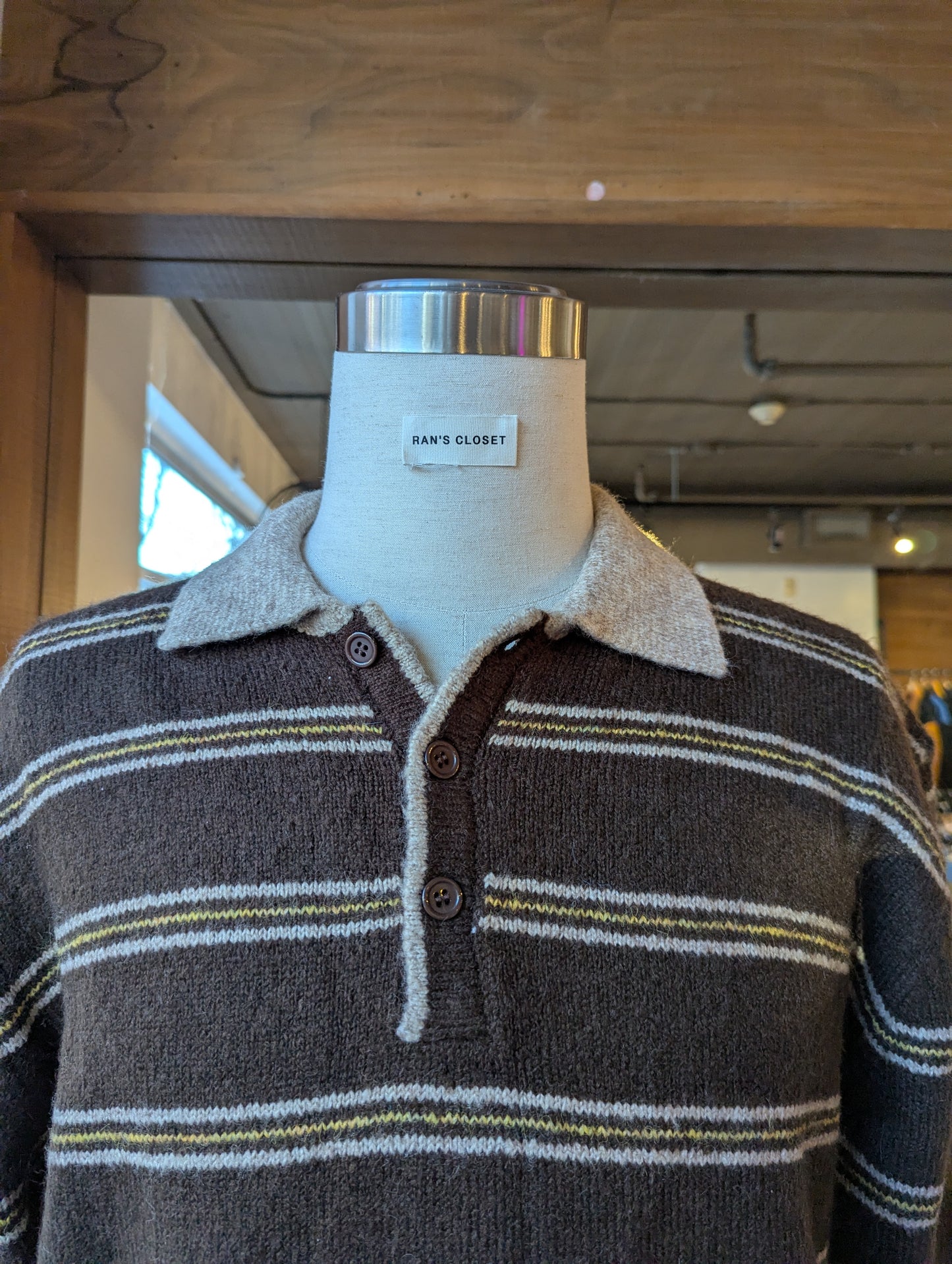 Fuzzy Striped Collar Sweater