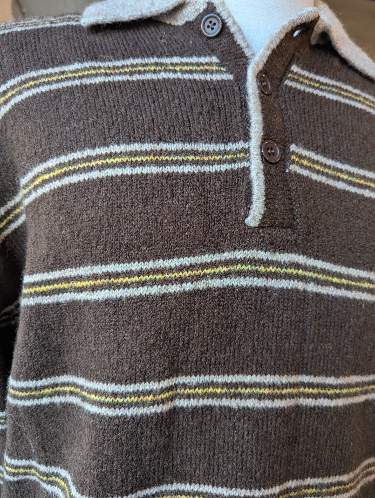 Fuzzy Striped Collar Sweater