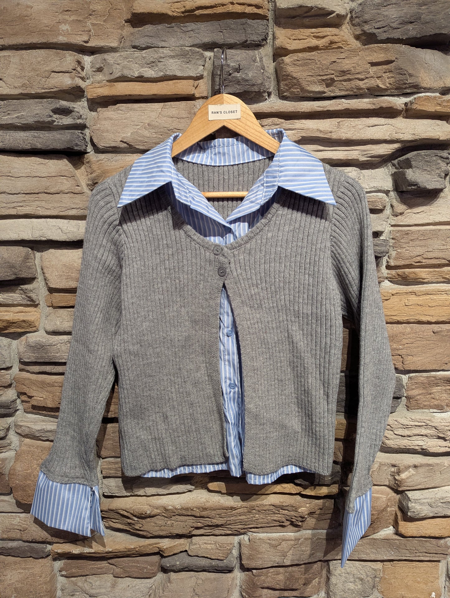 Cardigan with Attached Button Up