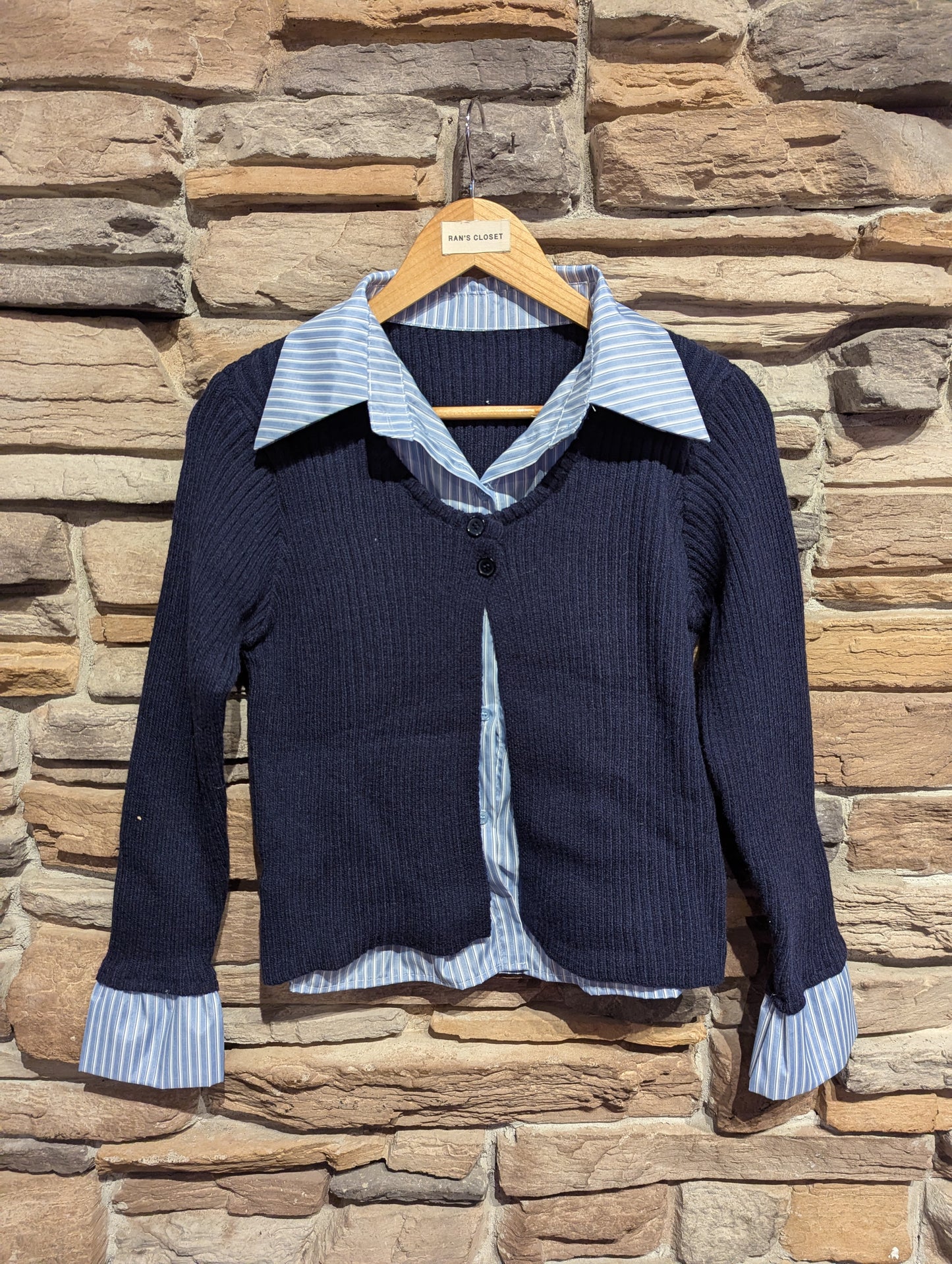 Cardigan with Attached Button Up