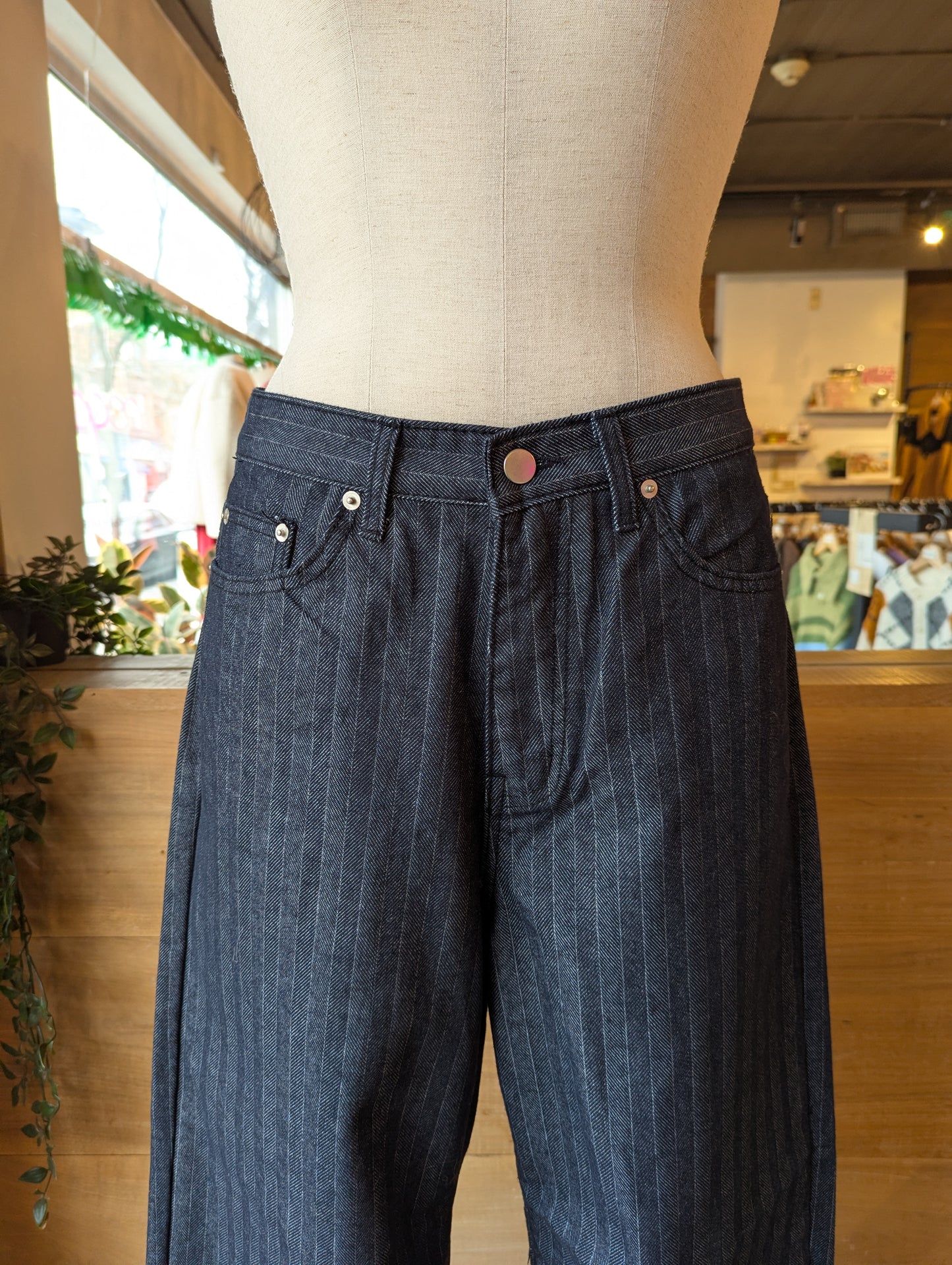 Pinstripe Wide Leg Pants