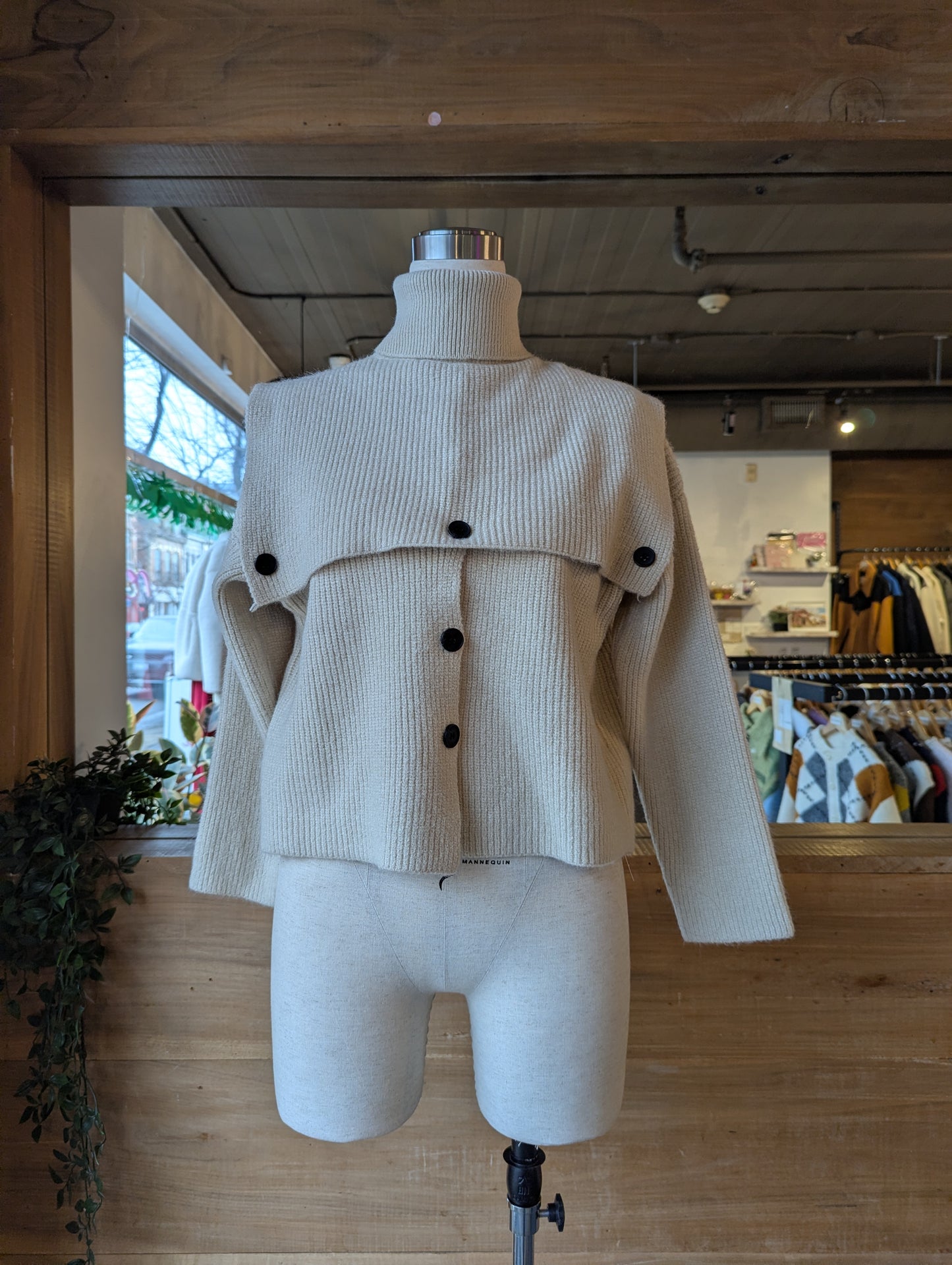 Turtle Neck Overlay Cardigan