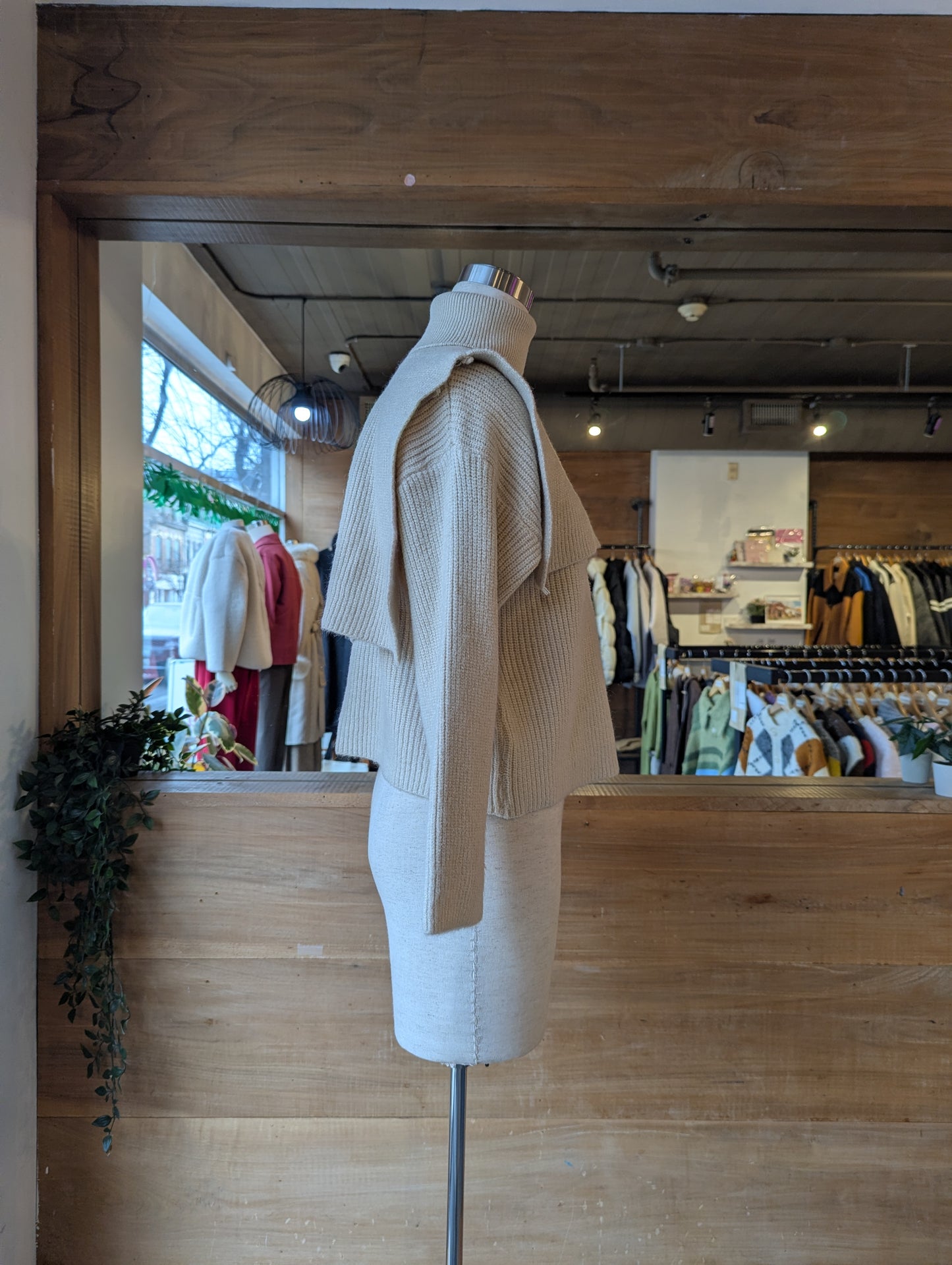 Turtle Neck Overlay Cardigan