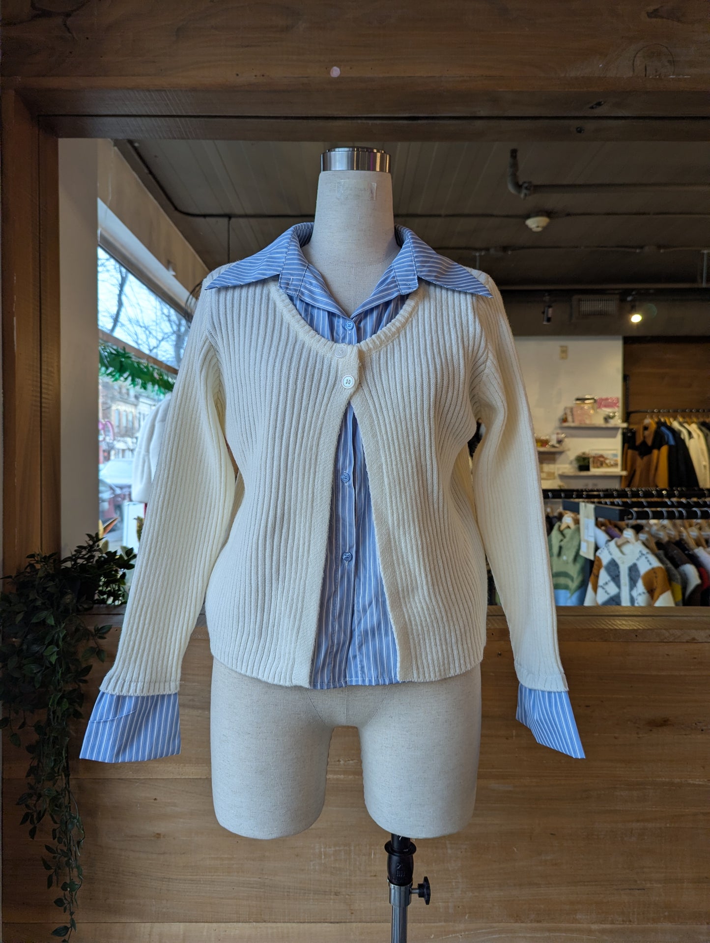 Cardigan with Attached Button Up