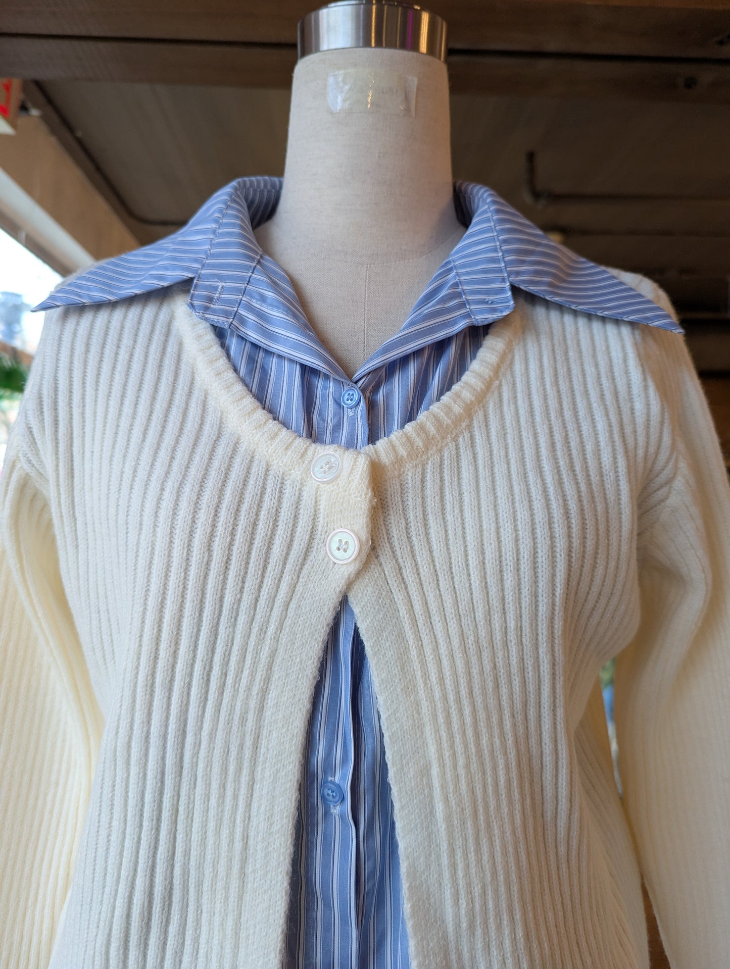 Cardigan with Attached Button Up