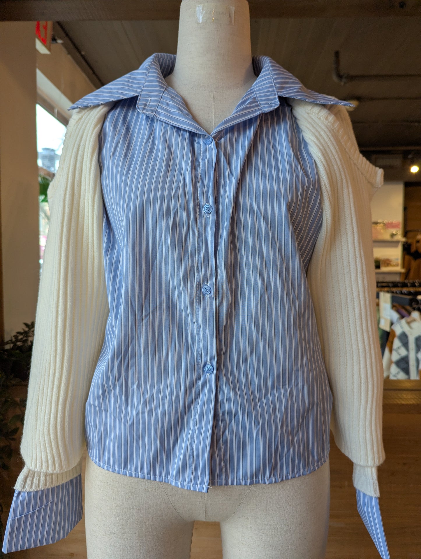 Cardigan with Attached Button Up