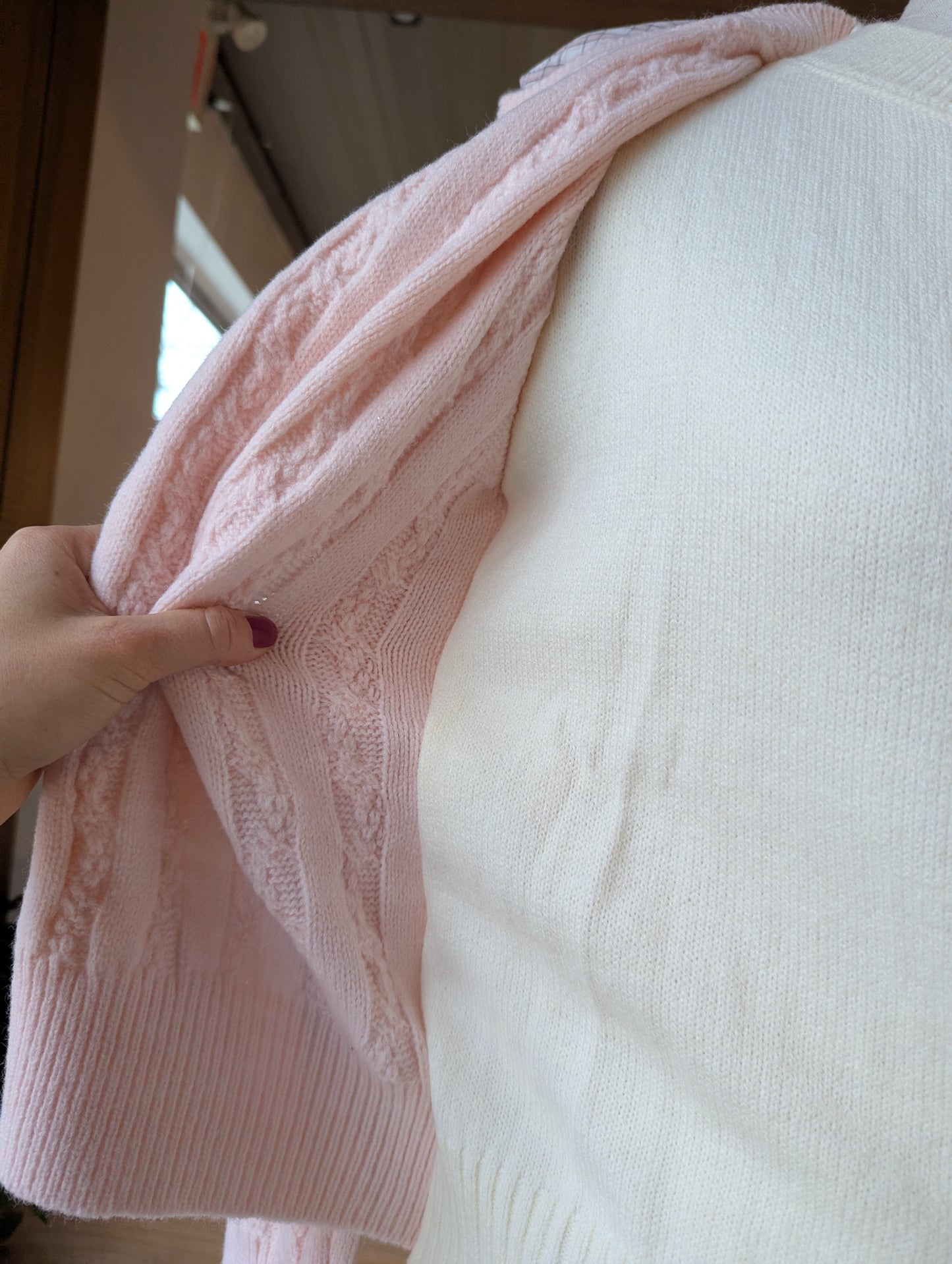 Cardigan with Removable Plaid Collar