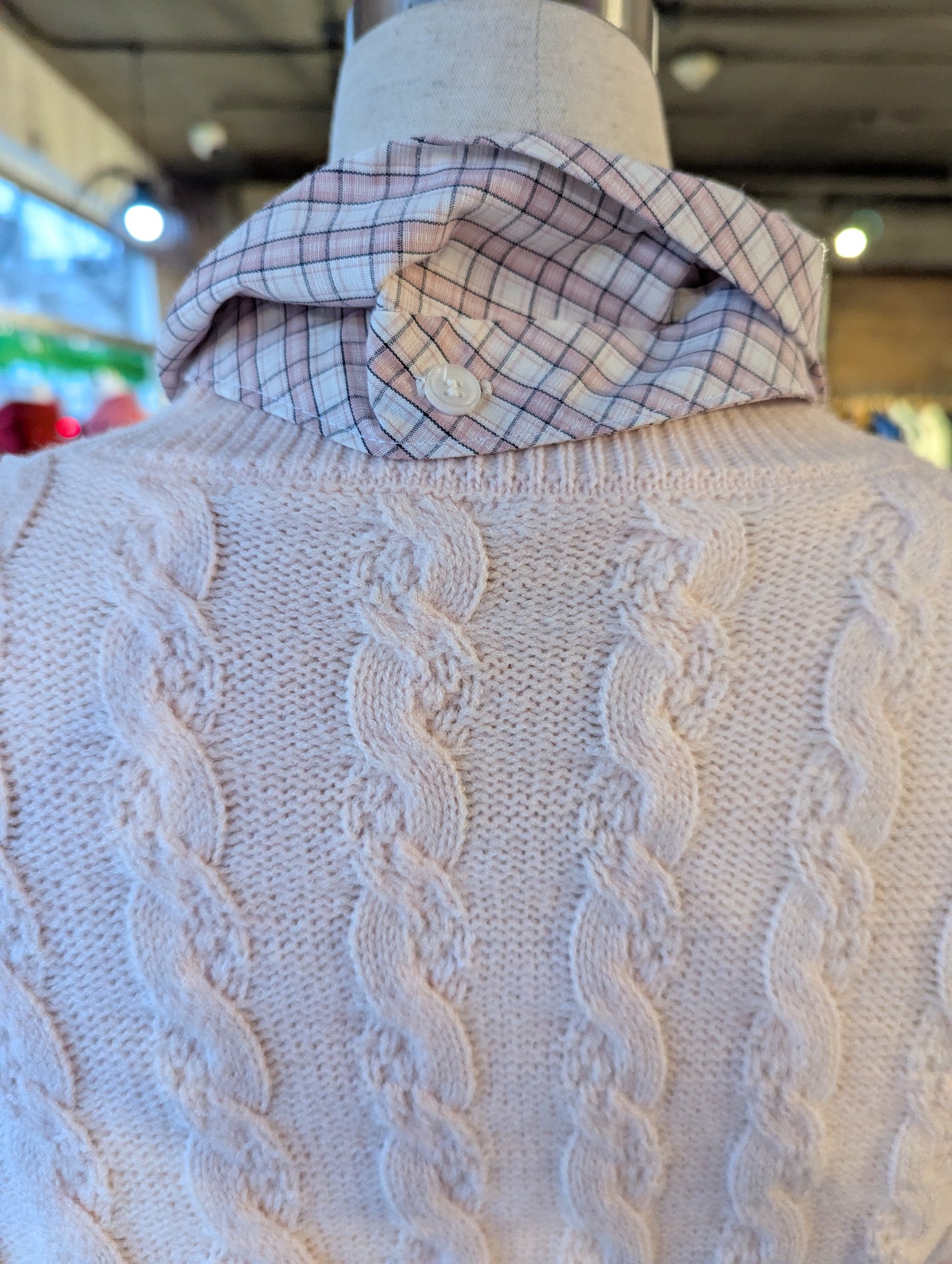 Cardigan with Removable Plaid Collar