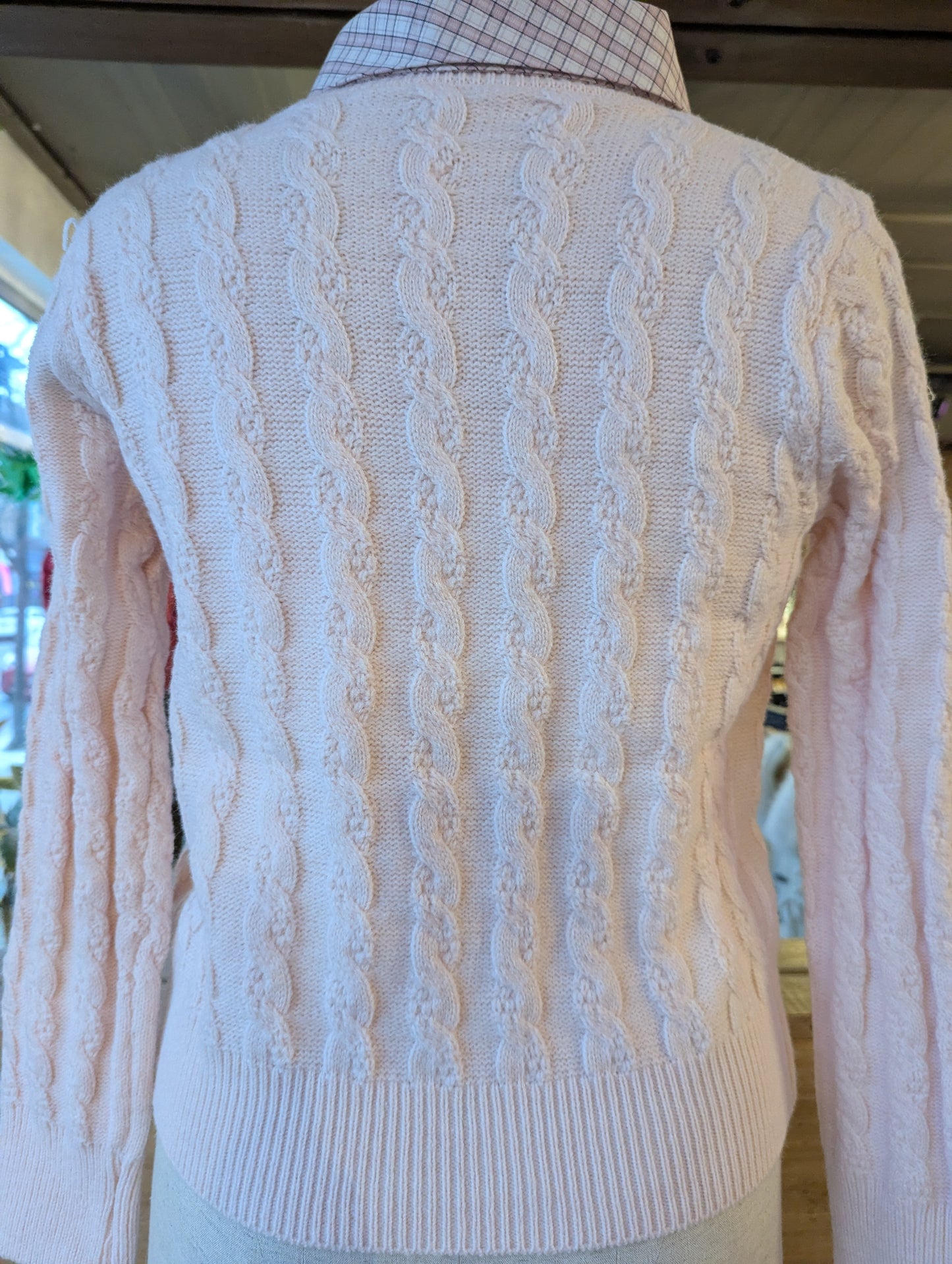 Cardigan with Removable Plaid Collar