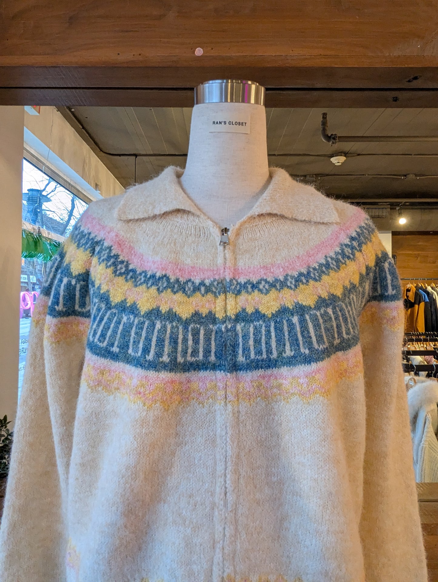 Pastel Colours Fair Isle Zip Up