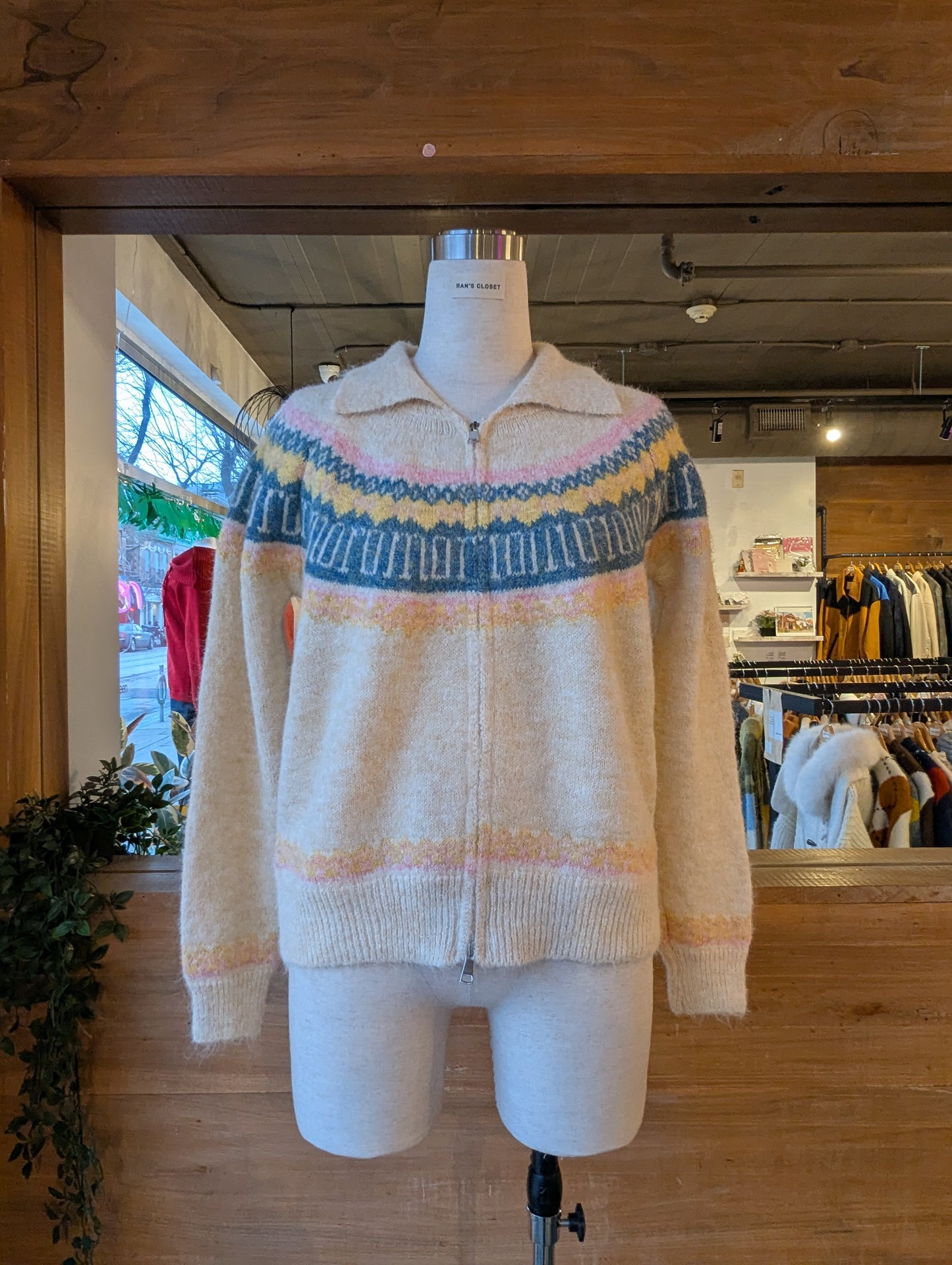 Pastel Colours Fair Isle Zip Up