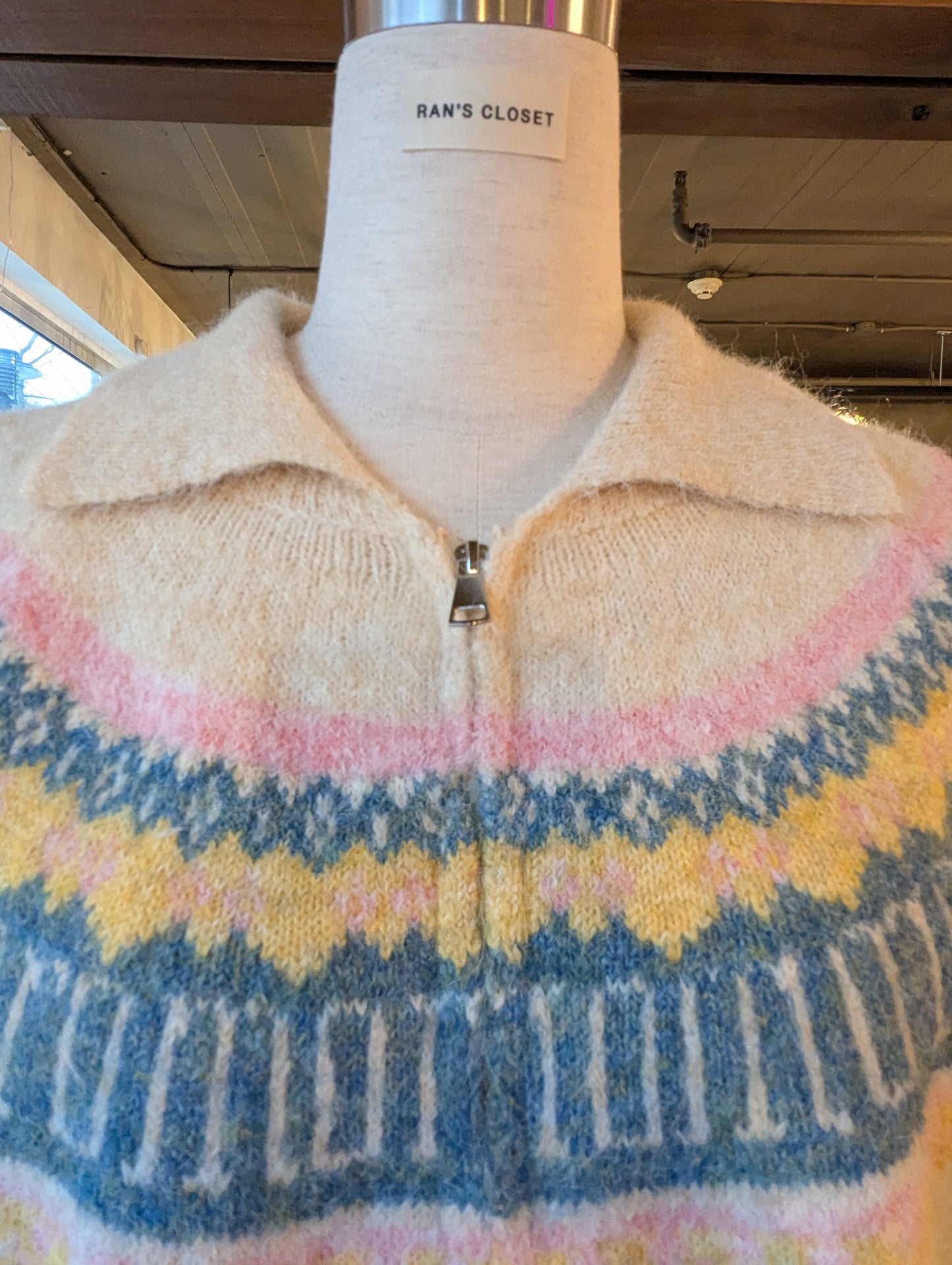 Pastel Colours Fair Isle Zip Up