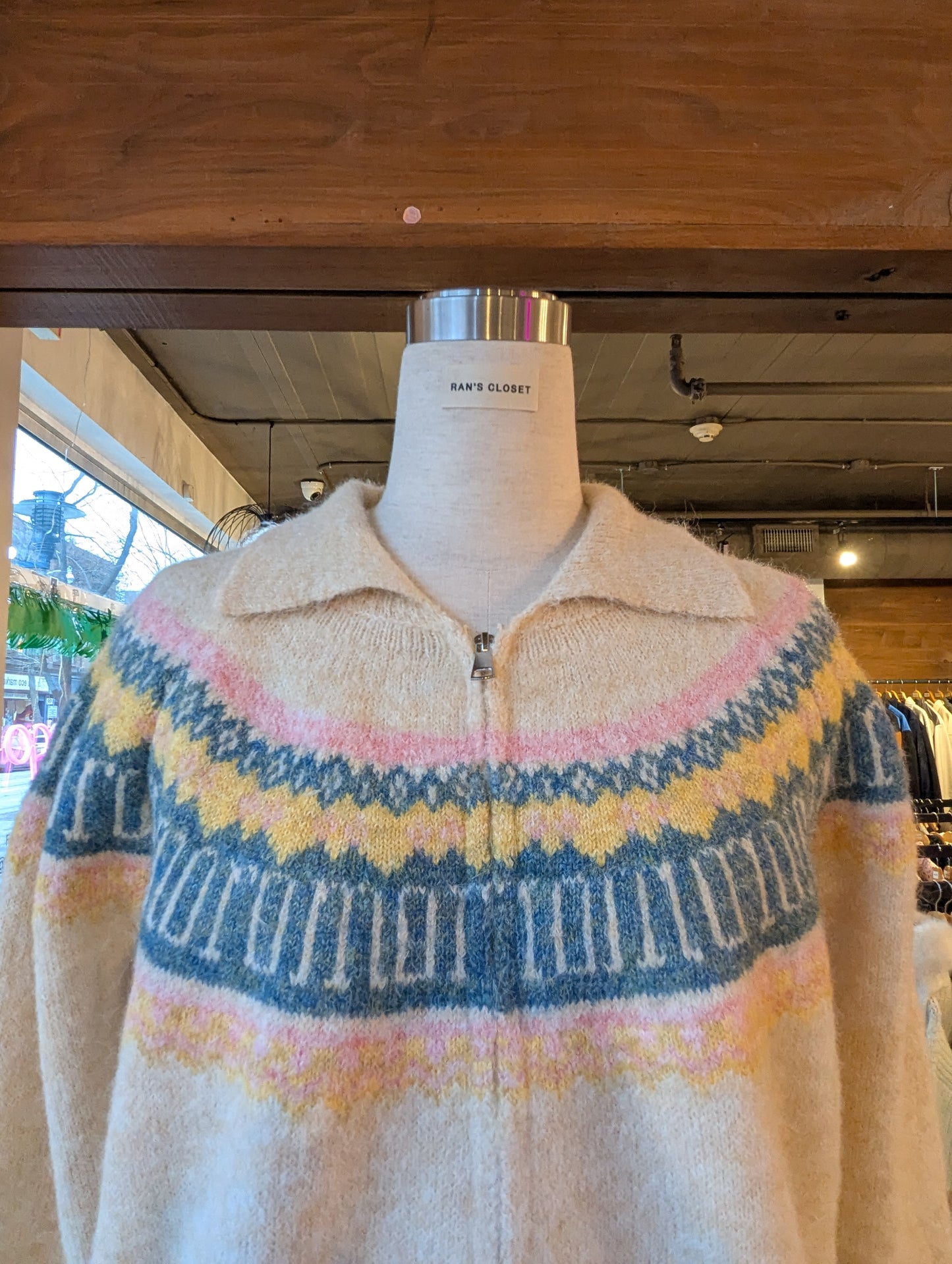 Pastel Colours Fair Isle Zip Up