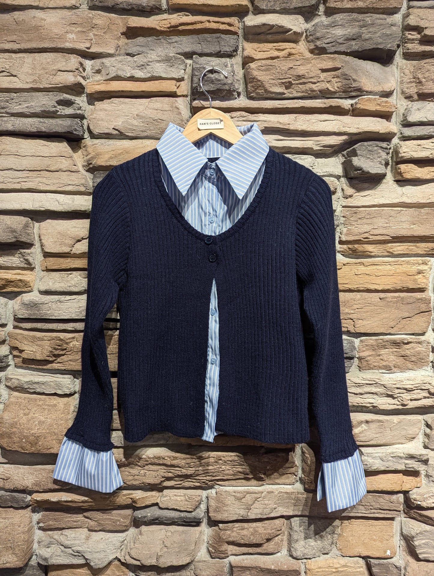 Cardigan with Attached Button Up