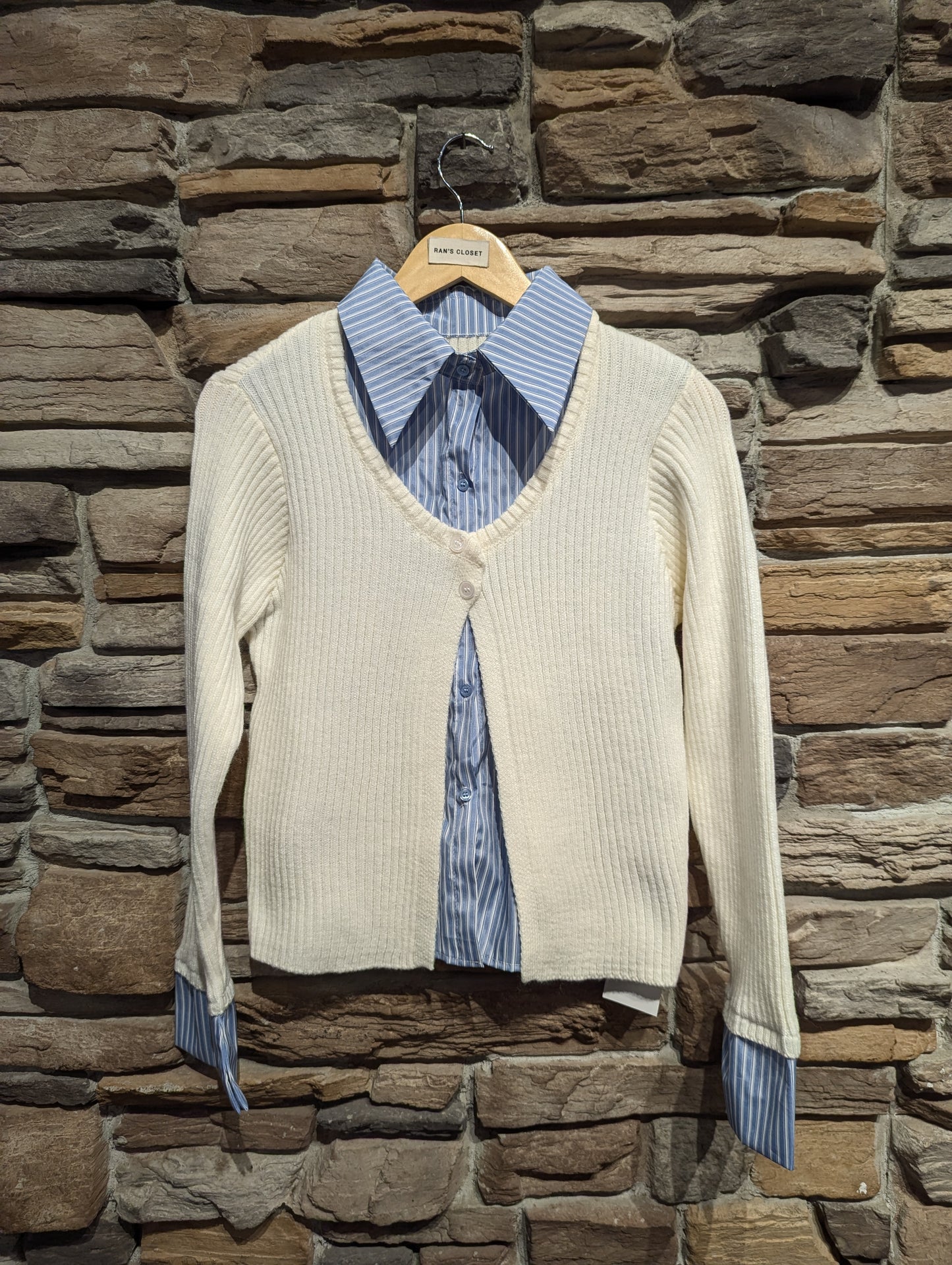 Cardigan with Attached Button Up