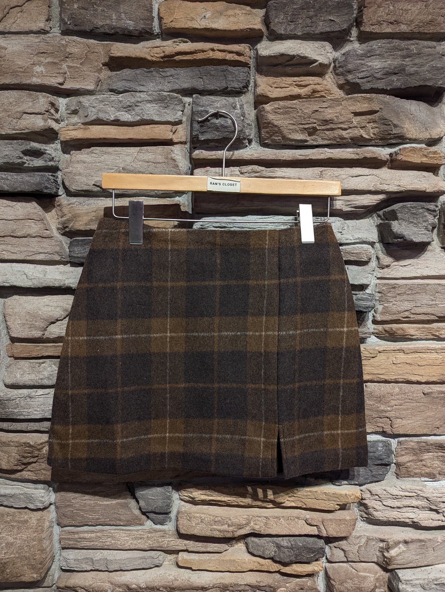 Plaid Mini Wool Blend Skirt