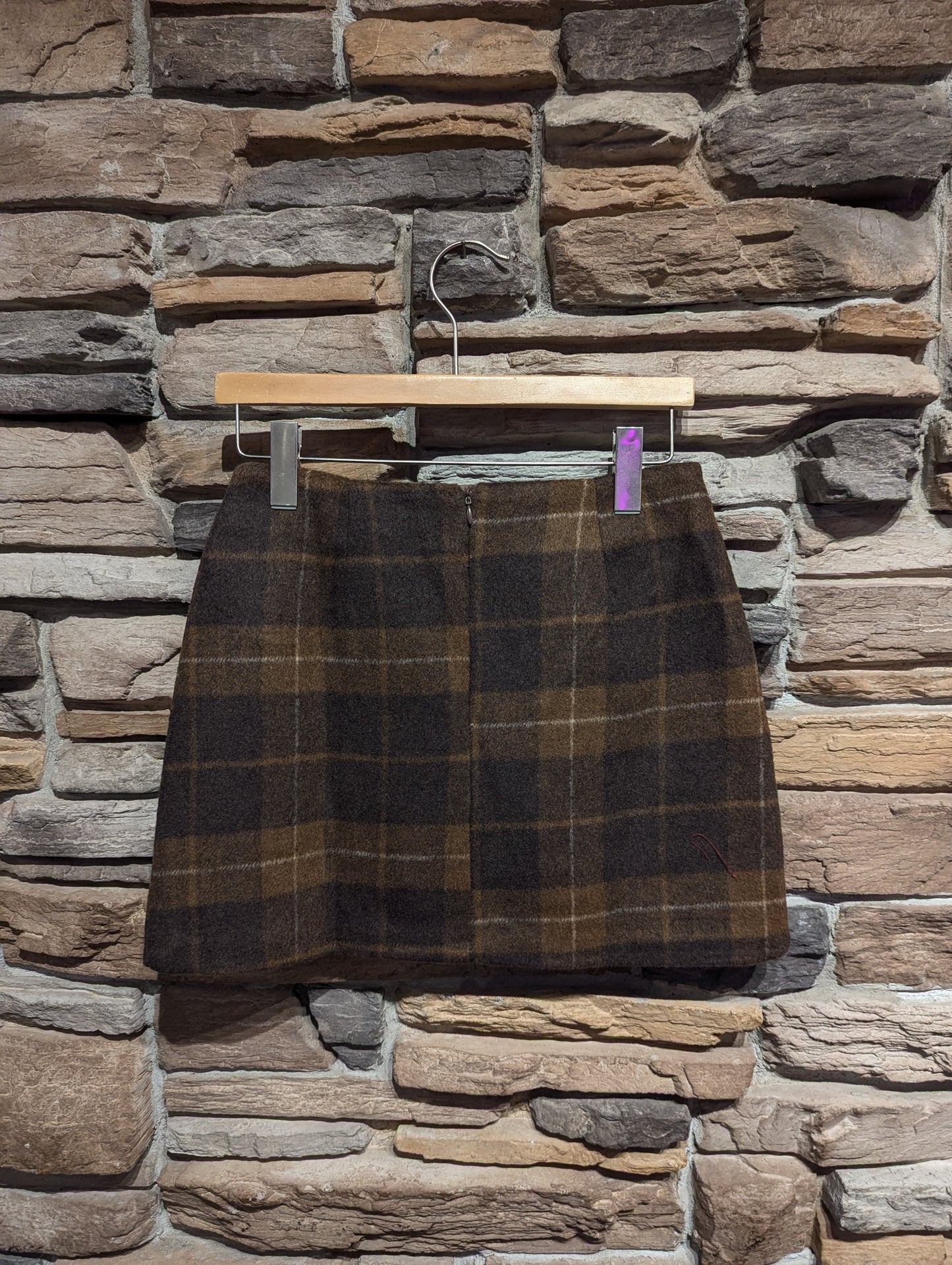 Plaid Mini Wool Blend Skirt