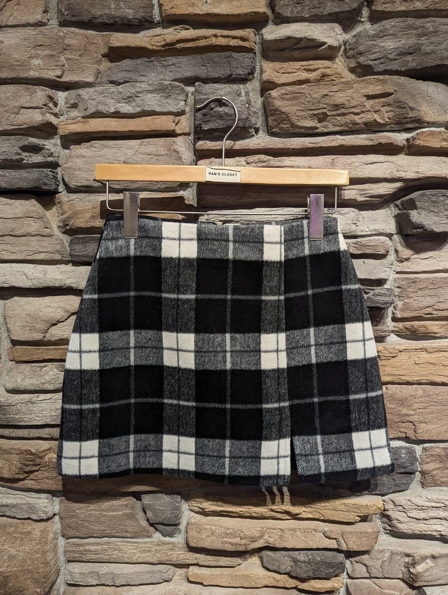 Plaid Mini Wool Blend Skirt