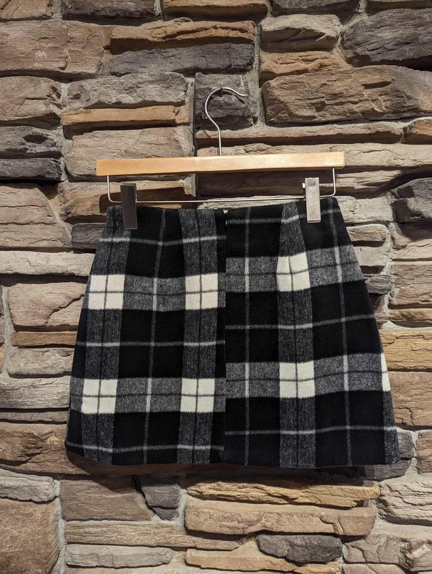 Plaid Mini Wool Blend Skirt