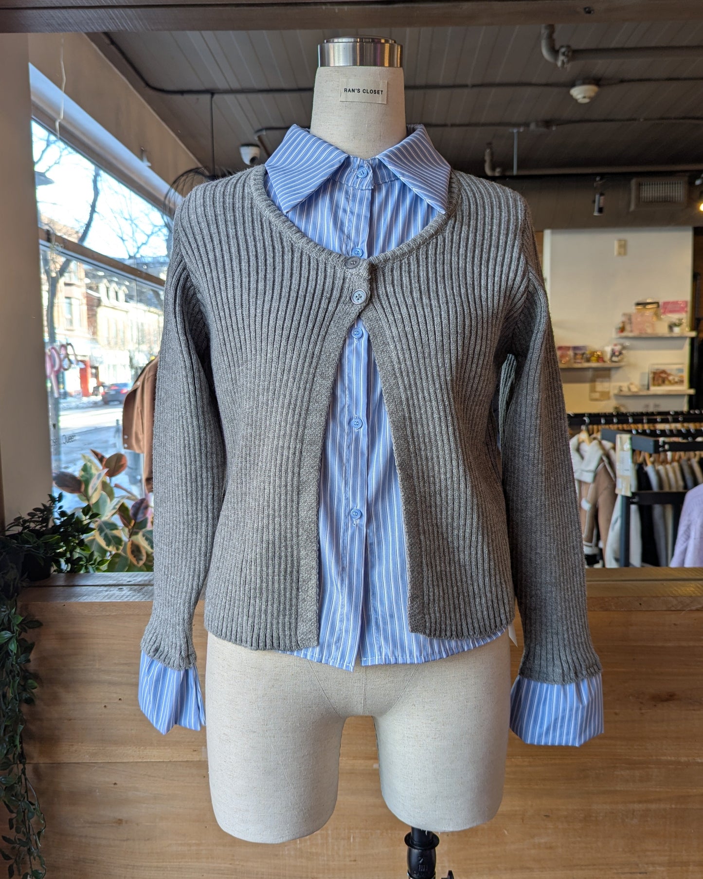 Cardigan with Attached Button Up