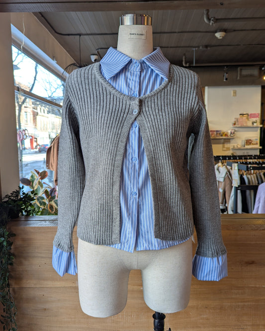 Cardigan with Attached Button Up