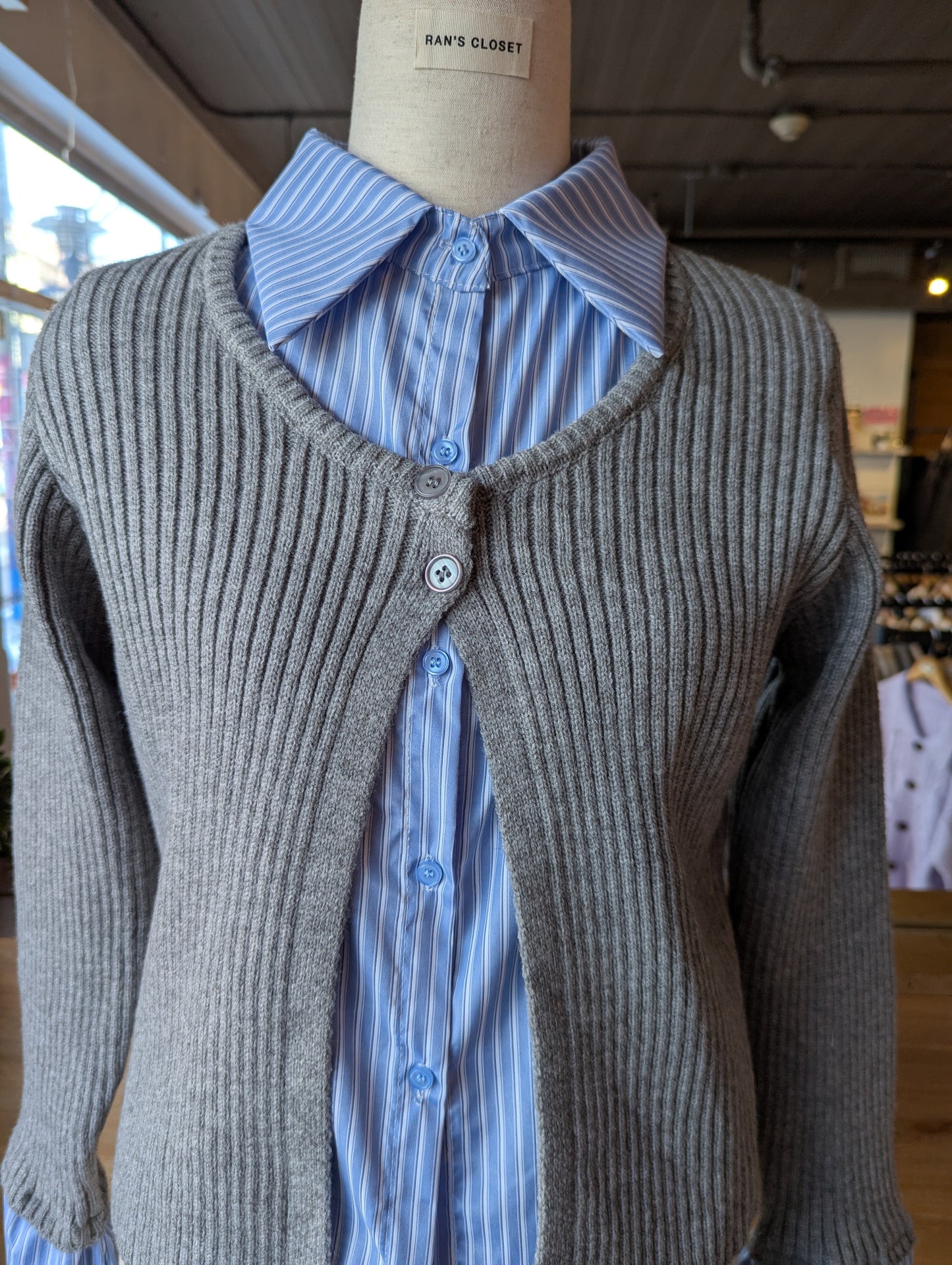 Cardigan with Attached Button Up