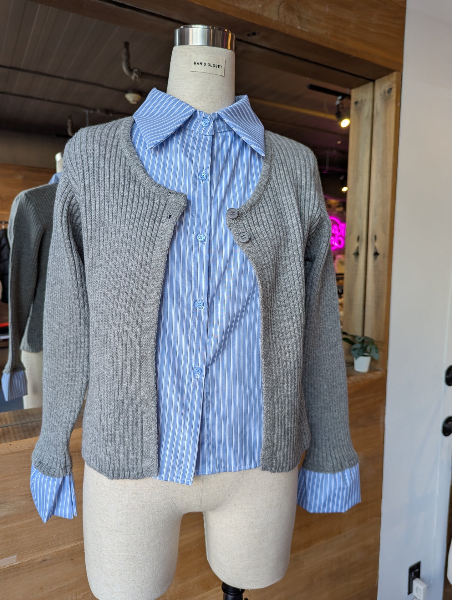 Cardigan with Attached Button Up